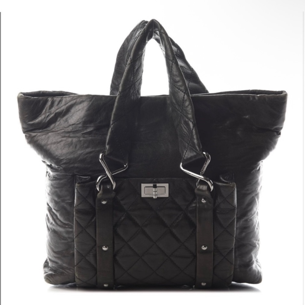 CHANEL RARE Discontinued 8 Knots Lambskin Black Large Bag w/COA